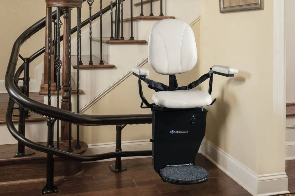 Harmar Helix curved stair lift with a custom rail
