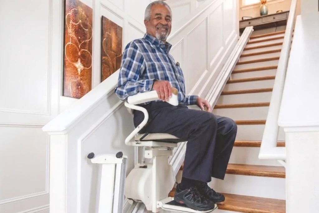 Nautilus Premium stair lift on a straight staircase